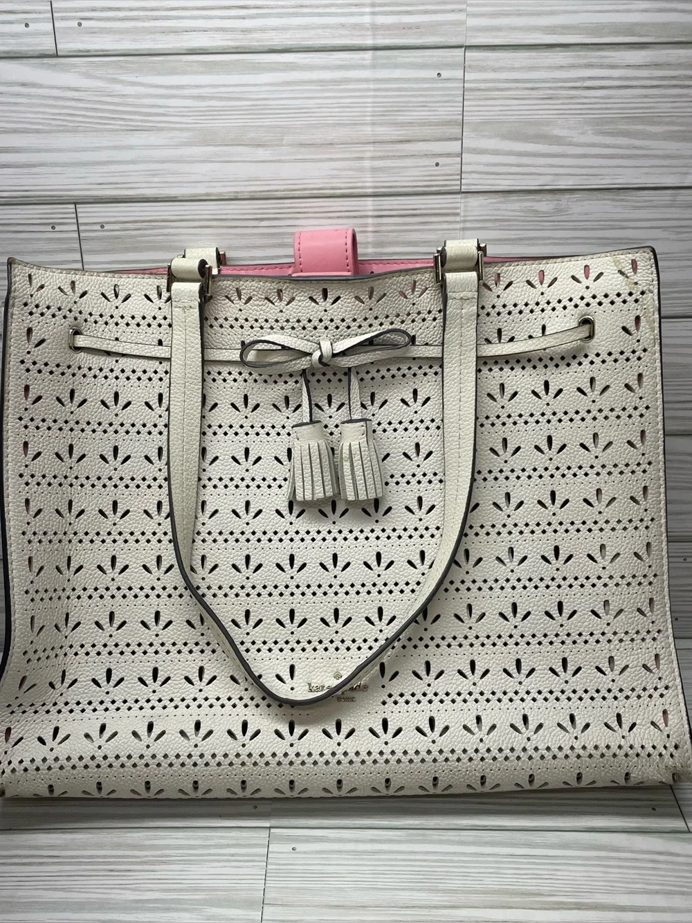Kate Spade New York Pink Perforated Satchel Purse Handbag – Pre-Owned